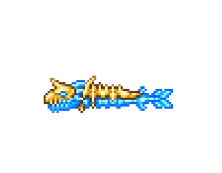 🌎 pez, esqueleto, tiburón, pixel art, azul, oro telegram sticker