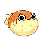 🥲 Kugelfisch, Fisch, niedlich, Cartoon, Tier, Meerestier whatsapp sticker