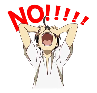 😫 NO!!!! 애니메이션, 반응, 비명, 불쾌, 좌절, 아니 telegram sticker
