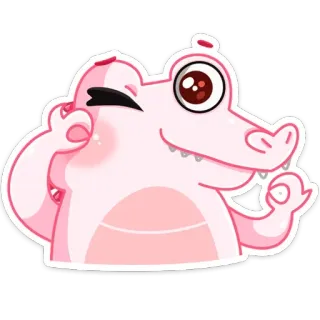 👌 crocodilo, jacaré, rosa, desenho animado, animal, fofo, engraçado telegram sticker