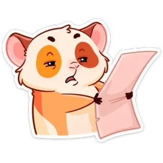 🤓 แฮมสเตอร์, อ่าน, สติกเกอร์, การ์ตูน, สัตว์ telegram sticker