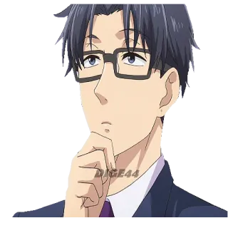 🤔 DIGE44 Anime, Uomo, Occhiali, Serio, Pensieroso, Abito, Personaggio, Arte telegram sticker