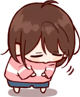 🙏 อนิเมะผู้หญิง, เศร้า, โค้งคำนับ, ขอโทษ, การ์ตูน, คาวาอิ, น่ารัก telegram sticker
