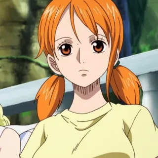 🙁 Nami One Piece 动漫, 女性, 橙色头发, 海盗, 航海家 telegram sticker