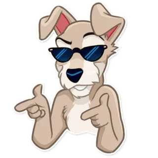 😎 chien, cool, lunettes de soleil, pointant, dessin animé, animal telegram sticker