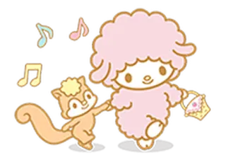 🐿 kawaii, fofo, animal, ovelha, esquilo, desenho animado, amizade, notas musicais telegram sticker