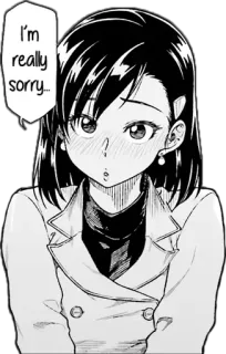 😔 I'm really sorry... anime, manga, sorry, apology, cute, woman, cartoon, emotion telegram sticker