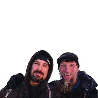 👬 мужчины, бороды, зима, шапки, на улице, улыбающиеся telegram sticker