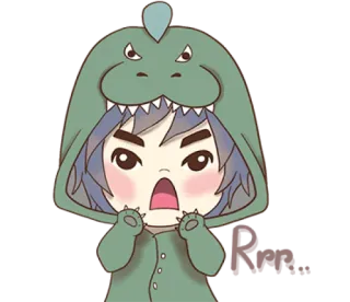 😠 cartoon, dinosaur, chibi, cute, animation, costume telegram sticker