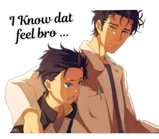 😞 I Know dat feel bro ... anime, comfort, friendship, emotions, tears whatsapp sticker