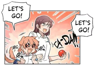 😍 LET'S GO! TA-DAM Anime, Manga, Dibujos animados, Vamos, Emocionado, Rojo telegram sticker