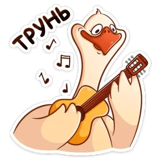 🎸 ТРУНЬ goose, cartoon, music, guitar, animal, bird, funny whatsapp sticker