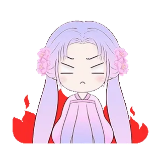 🔥 enojado, Chibi, Anime, Dibujos animados, Fuego, Resentimiento telegram sticker