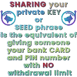 👍 SHARING your private KEY or SEED phrase is the equivalent of giving someone your bank CARD and PIN number with No withdrawal limit private key, seed phrase, bank card, pin number, security, warning telegram sticker