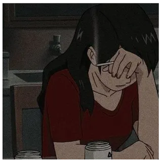 ㊙️ Anime, Triste, Fille, Dépression, Manga telegram sticker