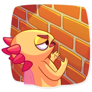 🙉 cartone animato, mostro, triste, muro, mattone telegram sticker