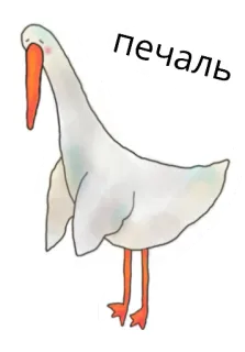 😔 печаль 슬픈, 거위, 새, 동물, 수채화 telegram sticker