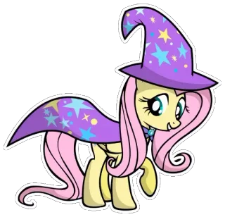 😐 Fluttershy My Little Pony Fluttershy, mágico, pônei, magia, chapéu, desenho animado telegram sticker