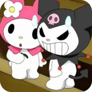 ❤ My Melody and Kuromi My Melody, Kuromi, Sanrio, lindo, anime, kawaii, dibujos animados telegram sticker