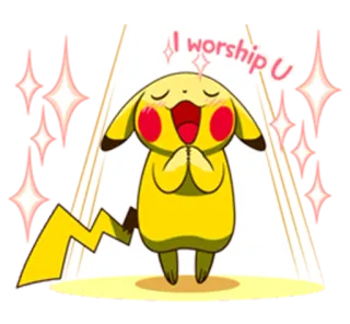 😇 Pikachu Pokemon I worship U Pikachu, Pokemon, uwielbienie, słodki, żółty telegram sticker