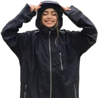 😍 woman, hooded raincoat, jacket, outerwear, fashion telegram sticker