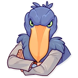 😠 pássaro, bico-de-sapato, adesivo, desenho animado, animal, aviário telegram sticker
