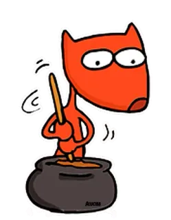 👨 dessin animé, cuisine, remuer, casserole, personnage, orange, autocollant telegram sticker