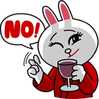 😉 NO! conejo, animal, no, símbolo de la paz, guiño, bebida, alcohol, dibujos animados whatsapp sticker