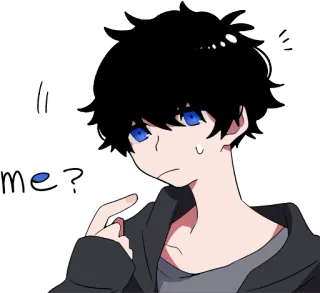 👆 Huh? me? anime, manga, hoạt hình, chân dung, câu hỏi telegram sticker