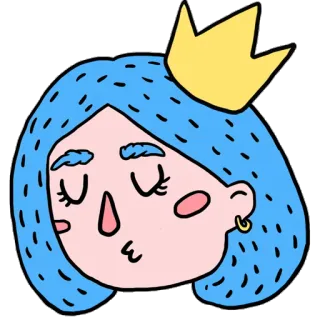 😇 Königin, Prinzessin, Krone, Cartoon, Porträt, Illustration telegram sticker