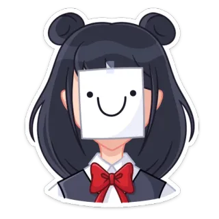 ☺️ fille anime, visage souriant, mignon, dessin animé telegram sticker