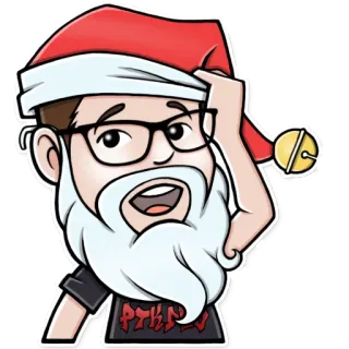 🎅 PTKMRV рождество, шапка деда мороза, борода, мультфильм, человек, очки telegram sticker
