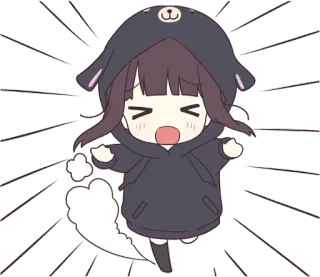 🏃‍♀️ Anime, Leuk, Cartoon, Meisje, Chibi, Beer telegram sticker
