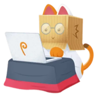 ⌨ gato, computador, laptop, caixa, desenho animado, óculos, animal, animal de estimação whatsapp sticker