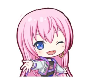 🌟 Anime, Desenho animado, Fofo, Menina, Cabelo rosa, Piscadela whatsapp sticker