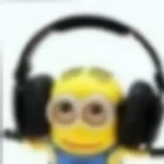 🎧 Minion มินเนี่ยน, หูฟัง, เพลง, การ์ตูน, สีเหลือง telegram sticker