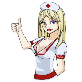 👍 медсестра, мультфильм, медицинский, большой палец вверх, одобрение telegram sticker