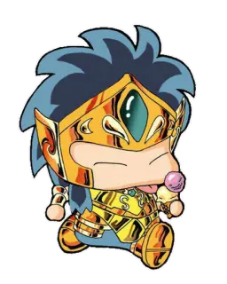 🍦 Anime, Manga, Sticker, Dibujo animado, Personaje, Oro, Armadura, Helado telegram sticker