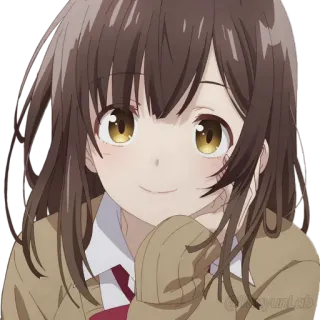 😊 anime, gadis, imut, berambut cokelat, tersenyum telegram sticker
