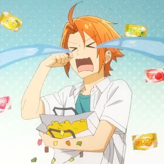 📚 crying, anime, sad, candy, cute, youth telegram sticker