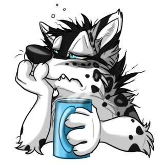 ☕️ lobo, desenho animado, triste, cansado, animal, furry, café telegram sticker