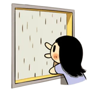 ☔ window, rain, girl, looking, cartoon, sad, cute telegram sticker