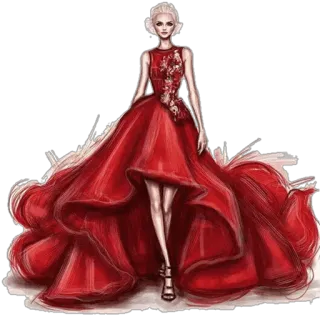 😐 Mode, Kleid, Rot, Abendkleid, Illustration, Design telegram sticker