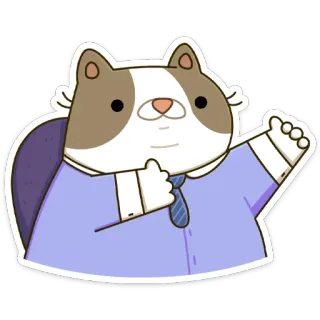 🤗 cat, office, suit, cartoon, animal, tie, desk whatsapp sticker