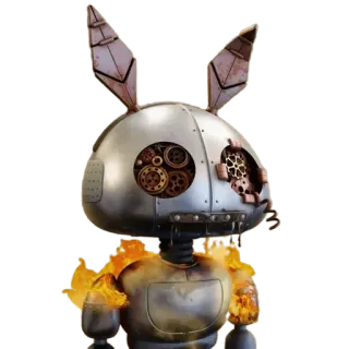🔥 robot, steampunk, rabbit, mechanical, fire, machine, android, automation telegram sticker