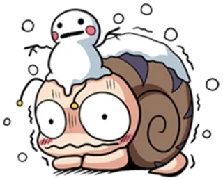 ❄ siput, musim dingin, salju, kartun, kawaii, dingin whatsapp sticker