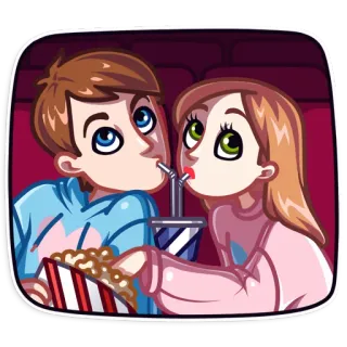 🍿 Film, Paar, Popcorn, Romantisch, Date telegram sticker