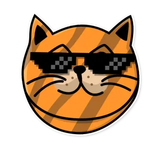 😎 cat, sunglasses, meme, orange, sticker, cartoon, animal telegram sticker