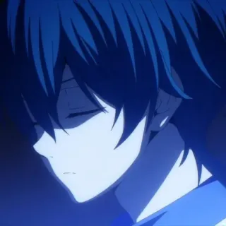 🕸 anime, portrait, blue hair, sad, teenager telegram sticker