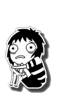 😕 漫画, キャラクター, 悲しい, エモ, ストライプシャツ telegram sticker